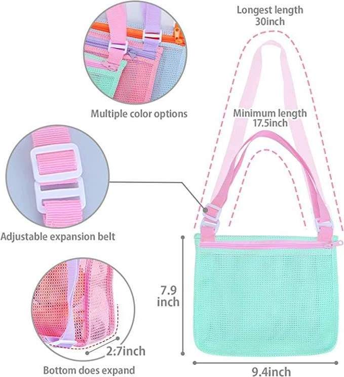 WS266 Kids Shell Collecting Tote Shell  Sand Toy Seashell Beach Bag Toys Organizer Storage Bags Cartoon Toy Mesh Beach Bags