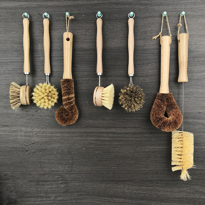 DS2763 Natural Bristle Wooden Dish Washing Brush for Washing and Cleaning Pot Pan Dish Scrub Brush Bamboo Dish Brush