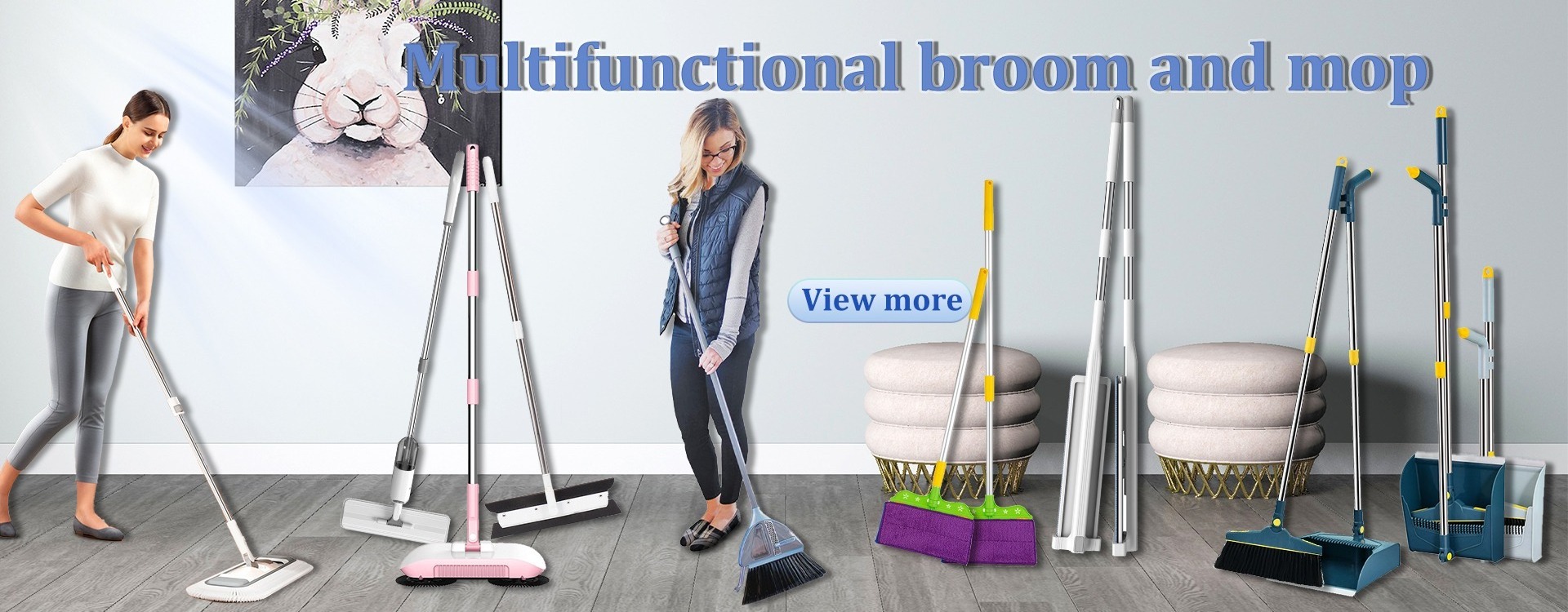 BBA159 Stainless Steel Silicone Scraper Broom Floor Squeegee Mop Multifunctional Floor Broom Wiper Home Bathroom Floor Wiper