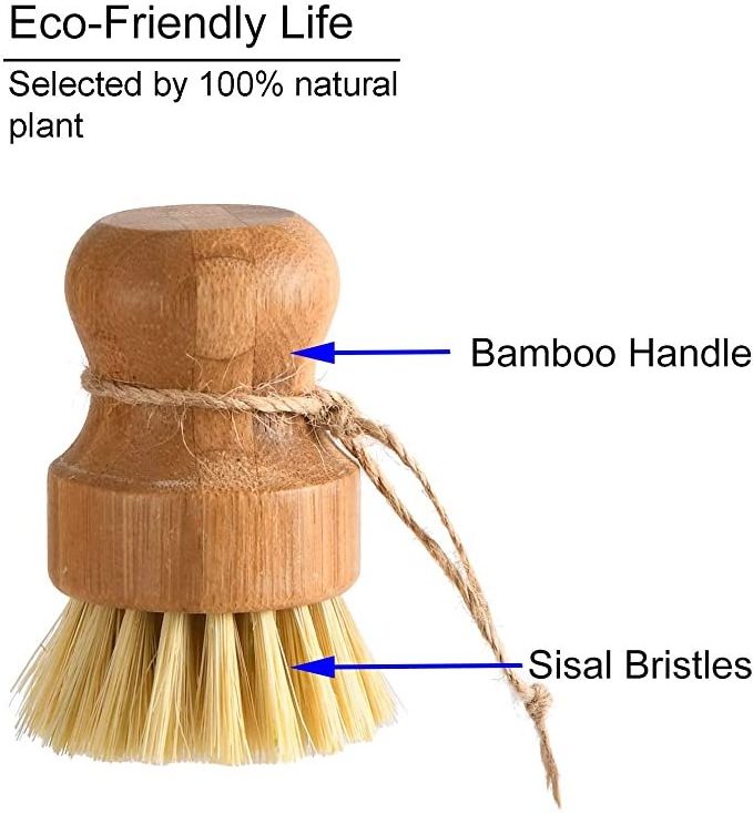 DS1010 Kitchen Wooden Cleaning Scrubber Natural Sisal Mini Dish Brush Natural Scrub Brush Bristles Bamboo Dish Scrub Brushes