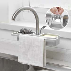 BBA335 Kitchen Accessories Suction Cup Dishwashing Sponge Faucet Storage Drain Rack Hung Sink Towel Shelf