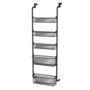 DS1481 6-Tier Metal Hanging Closet Organizer Wall Mounted Spice Rack Over the Door Pantry Organizer Rack with 6 Full Baskets