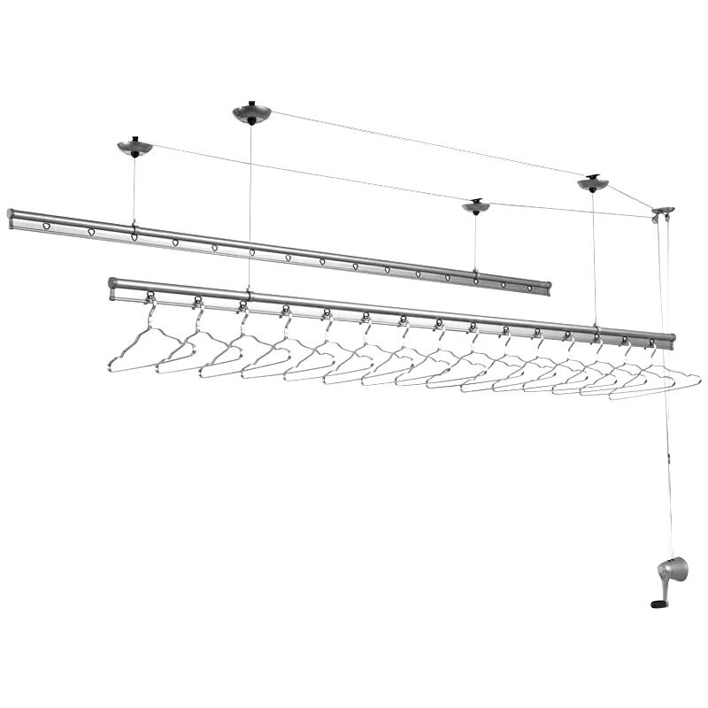 TXL627 Hot Selling Hand Lift Drying Rack Double Rod Balcony Household Manual Drying Hanger Multifunctional Clothes Shelving