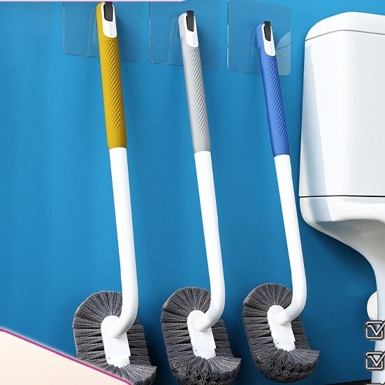 DS2810 Bathroom Deep Cleaning Toilet Cleaner Scrubber Under Rim Dead Corner Toilet Brushes Curved Bristle Toilet Bowl Brush