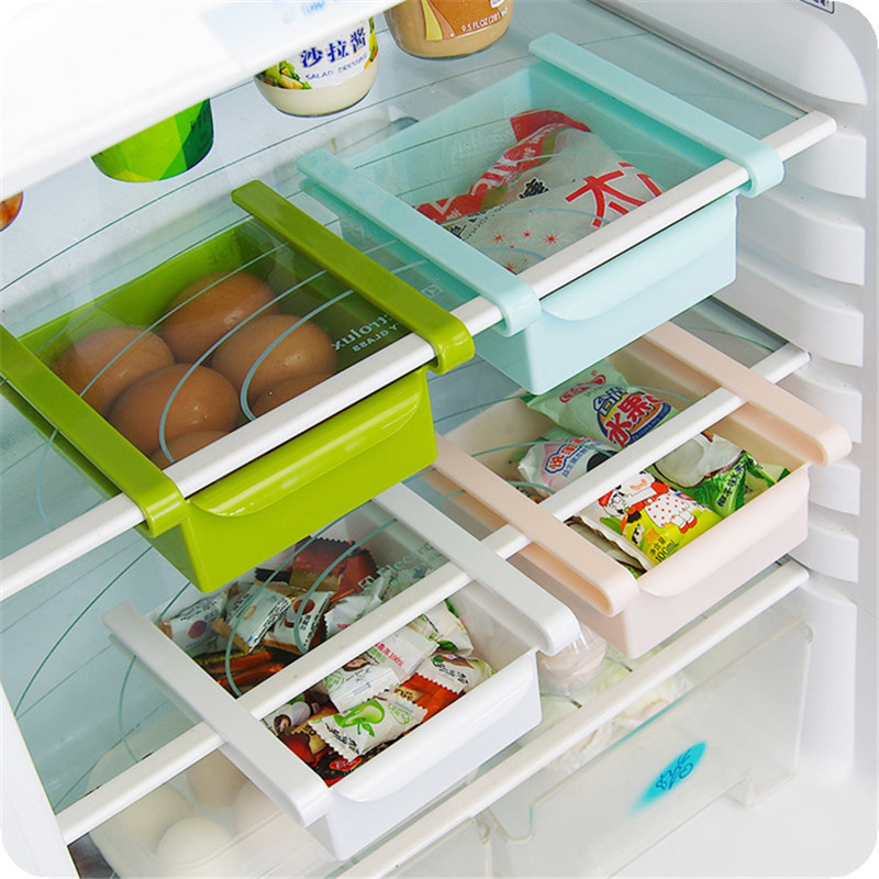 BBA345  Kitchen Pull-out Vegetable Fruit Fresh-keeping Clapboard Layer Storage Box Household Refrigerator Storage Box