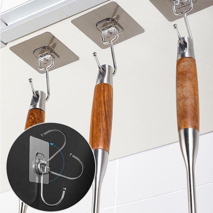 DS2838 Heavy Duty Adhesive Towel Hooks Stick Self Adhesive Hooks Towel Holder Wall Hangers Stainless Steel Sticky Hooks