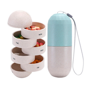 DS2586 7 Days Pill Organizer Weekly Medicine Pill Dispenser Sealed Splitters Container Vitamins Organizer Daily Pill Box Case