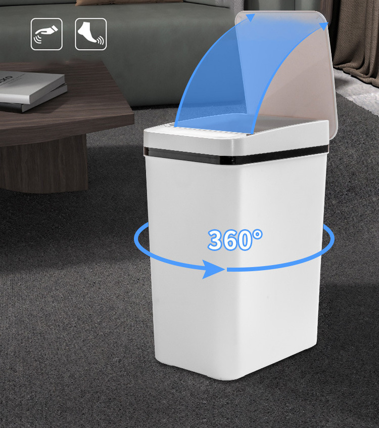 DS1052 Household Plastic Intelligent Electric Garbage Waste Bin with Lid Automatic Touchless Motion Sensor Trash Can