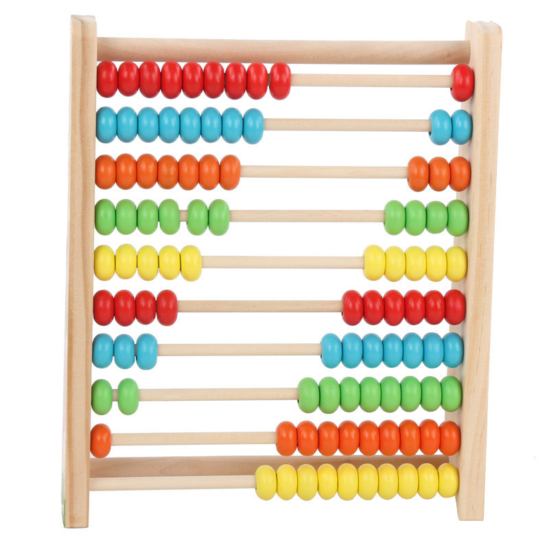 Wooden Counting Number Frame 10 Rows Abacus for Kids Learning Math Preschool Number Learning Abacus Classic Wooden Toy