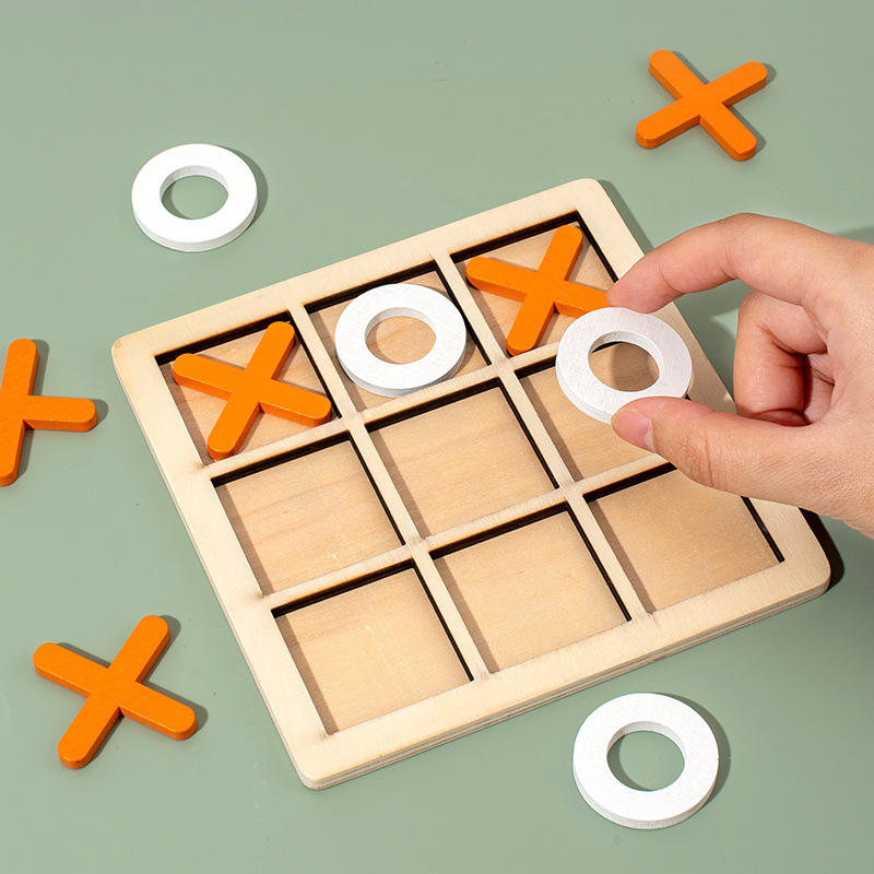 Wooden Educational Wholesale Tictactoe Board Puzzle Game Kindergarten Logical Thinking Training Toys for Kids