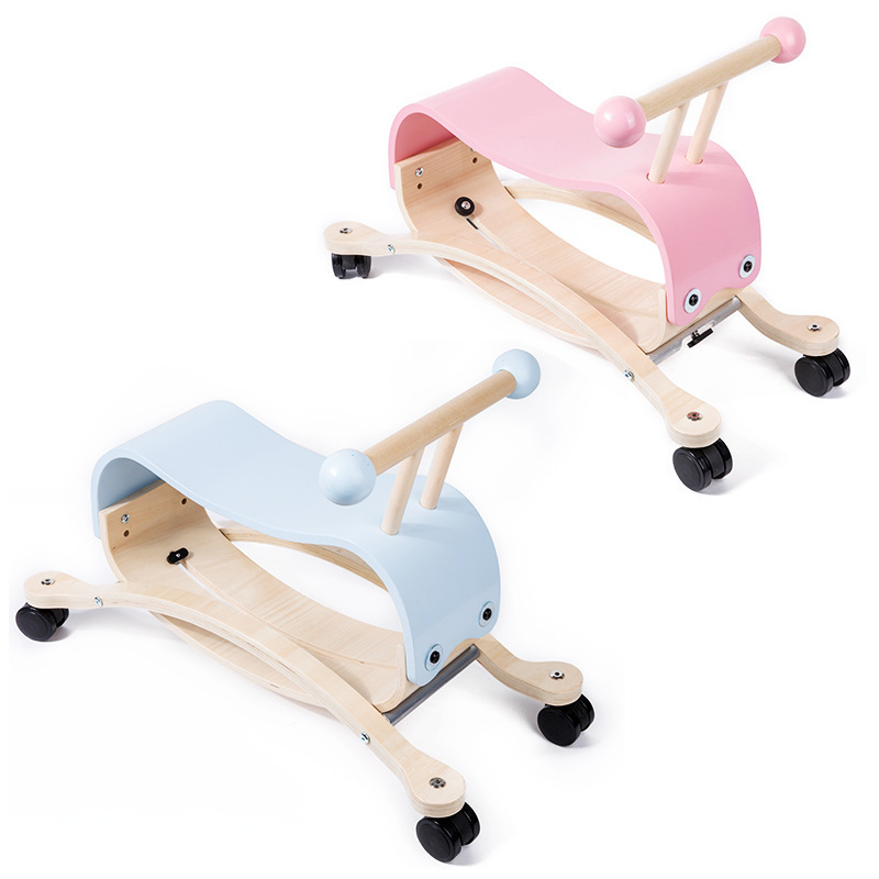 Colorful Children Wooden Kiddie Ride Horse Toddler Scooter Baby Walker Montessori Educational Activity Ride-On Kids Wooden Toys