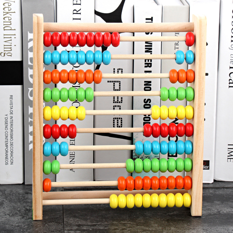 Wooden Counting Number Frame 10 Rows Abacus for Kids Learning Math Preschool Number Learning Abacus Classic Wooden Toy