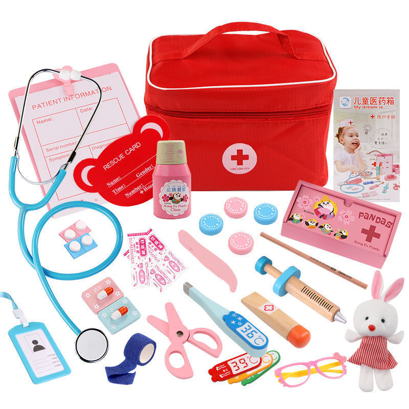 Kids Wooden Toys Pretend Play Doctor Set Nurse Injection Medical Kit Role Play Classic Toys Simulation Doctor Toys for Children