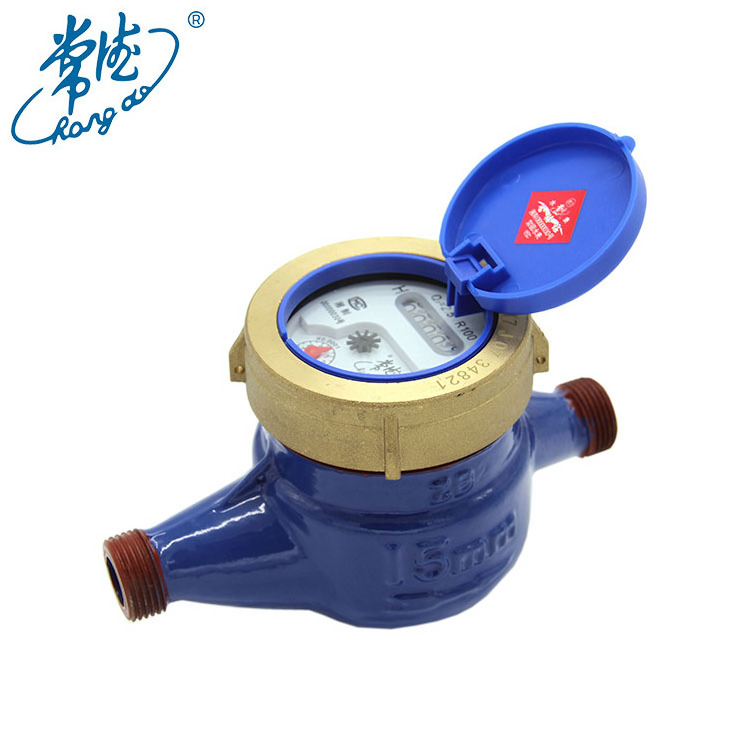 Wet dial water meter DN15 DN20 DN25 DN32 DN40 DN50 DN65 screw connection cast iron or brass body with R80