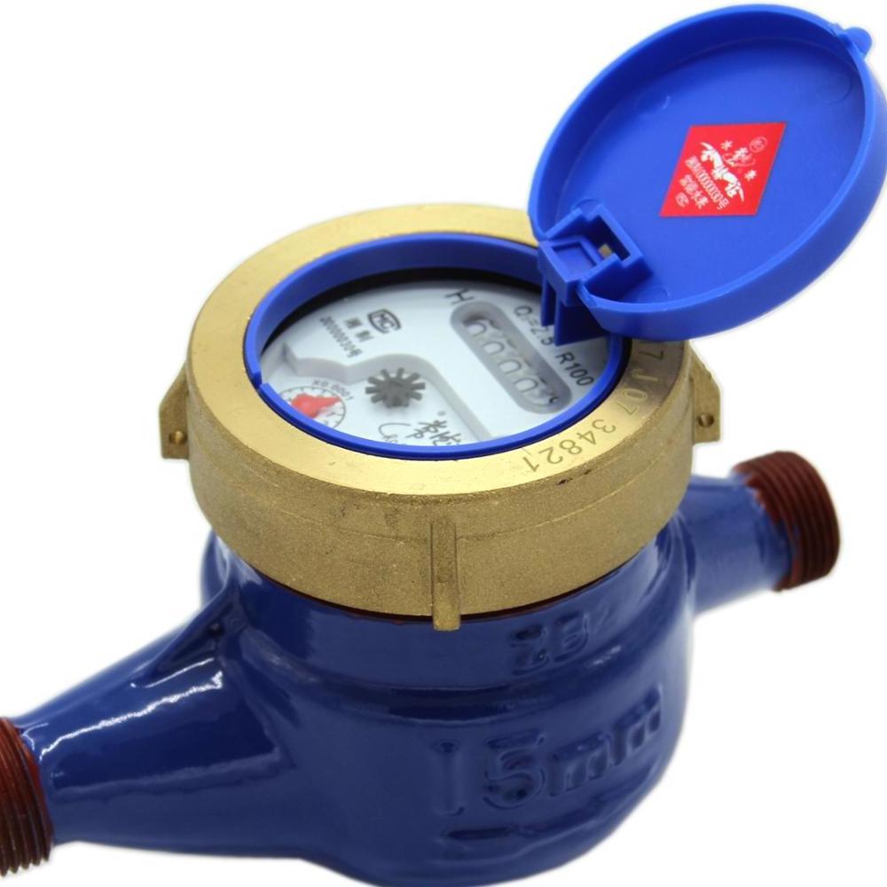 Wet dial water meter DN15 DN20 DN25 DN32 DN40 DN50 DN65 screw connection cast iron or brass body with R80