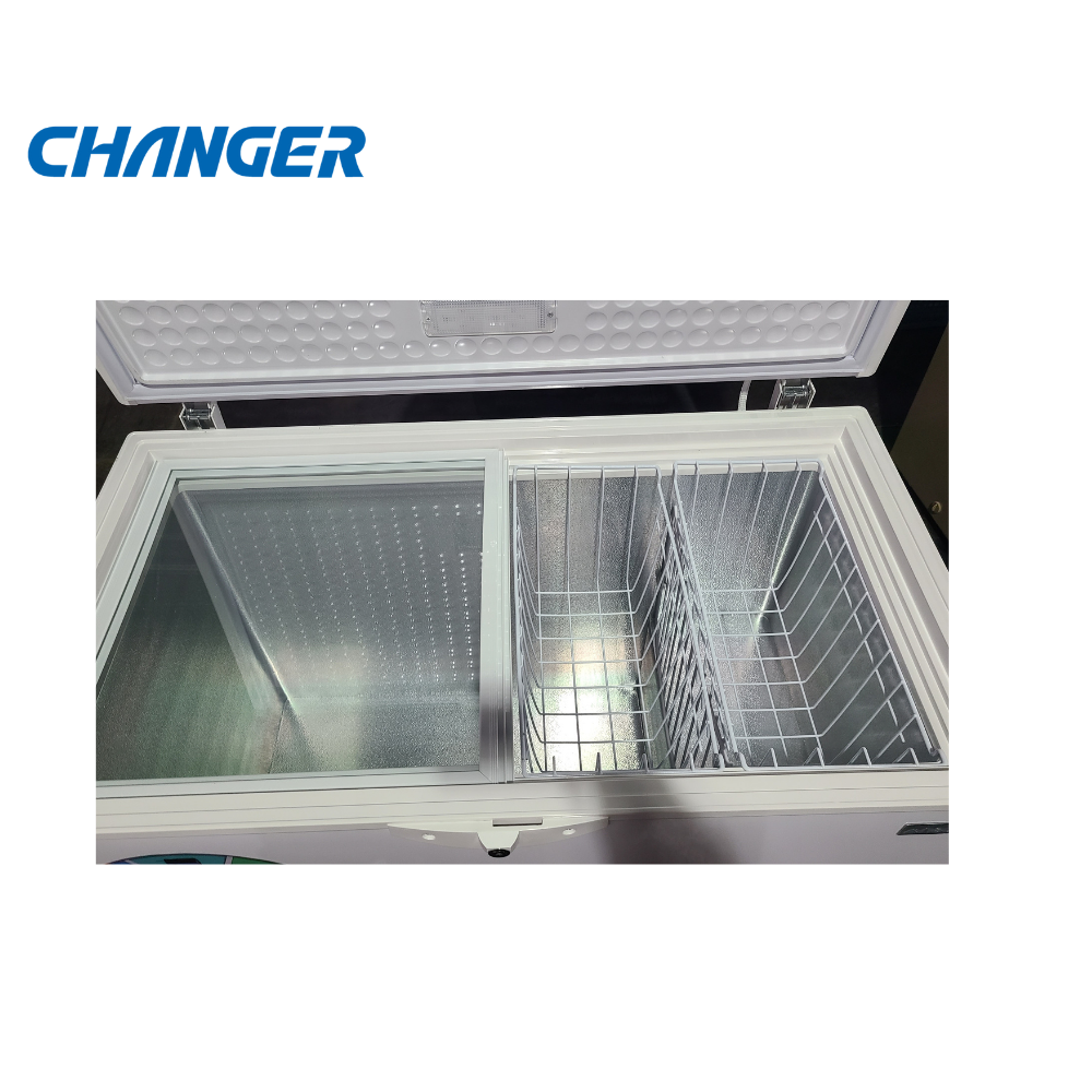 420L Factory Direct Wholesale Two Door Chest Freezer with Stylish Handle and Lock