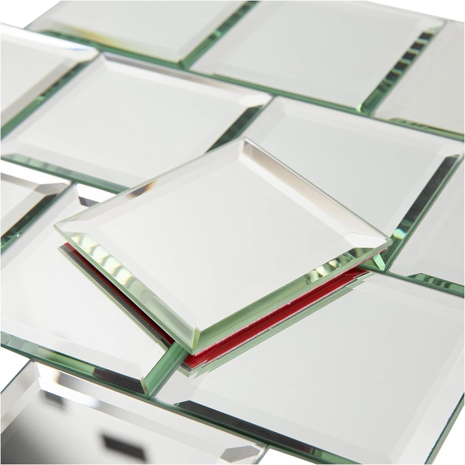 Peel and Stick 3*3Inches Beveled Mirror Glass Tile Silver Crystal Mosaic Tile for Kitchen Backsplash Bathroom