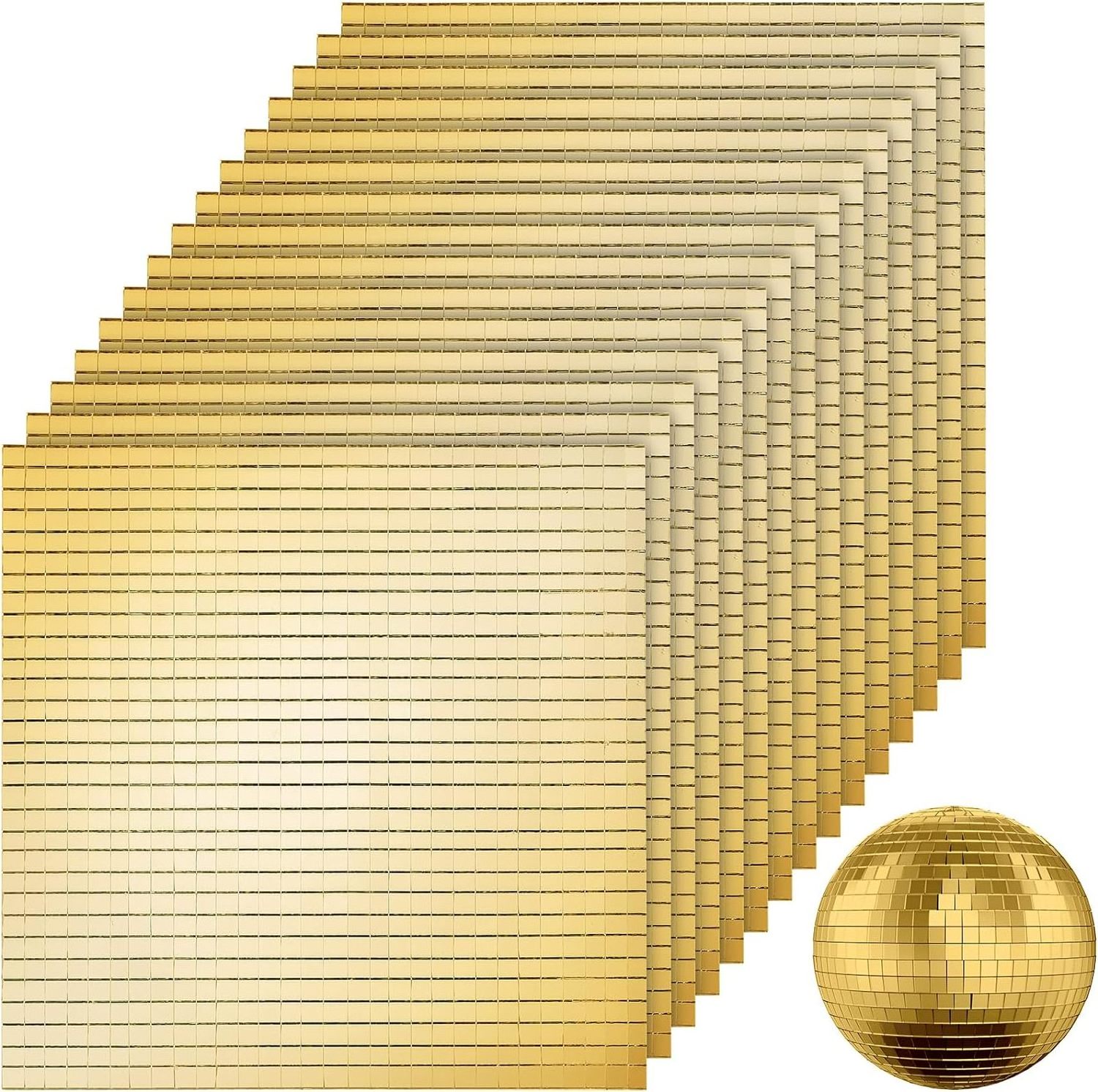 5 x 5 mm Self Adhesive Mirror Tiles for Crafts Gold Glass Mini Square Disco Ball Mirrors for DIY Home Decorations