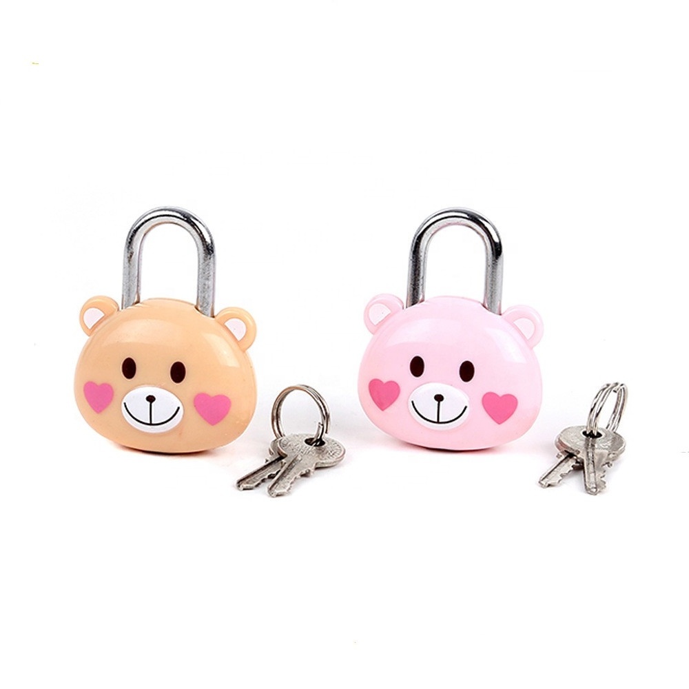 Cute Mini Safe Lock Bear Metal Lock for Gift Suitcase Stationary Cabinet Brass Lock Padlock