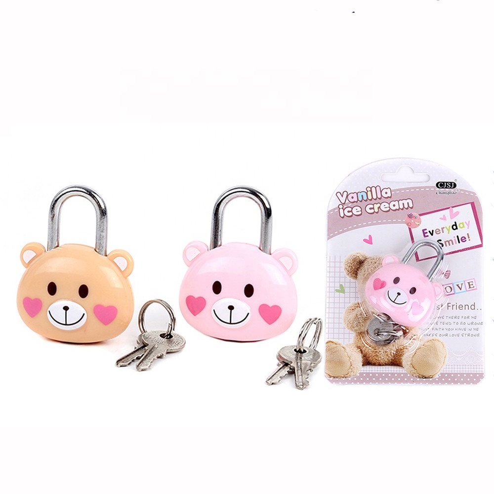 Cute Mini Safe Lock Bear Metal Lock for Gift Suitcase Stationary Cabinet Brass Lock Padlock