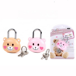 Cute Mini Safe Lock Bear Metal Lock for Gift Suitcase Stationary Cabinet Brass Lock Padlock