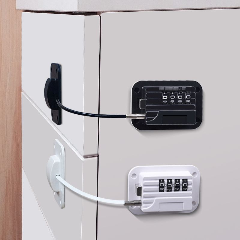 CJSJ Safe 3 digits combination fridge freezer door cable lock security refrigerator gate combination wire password lock