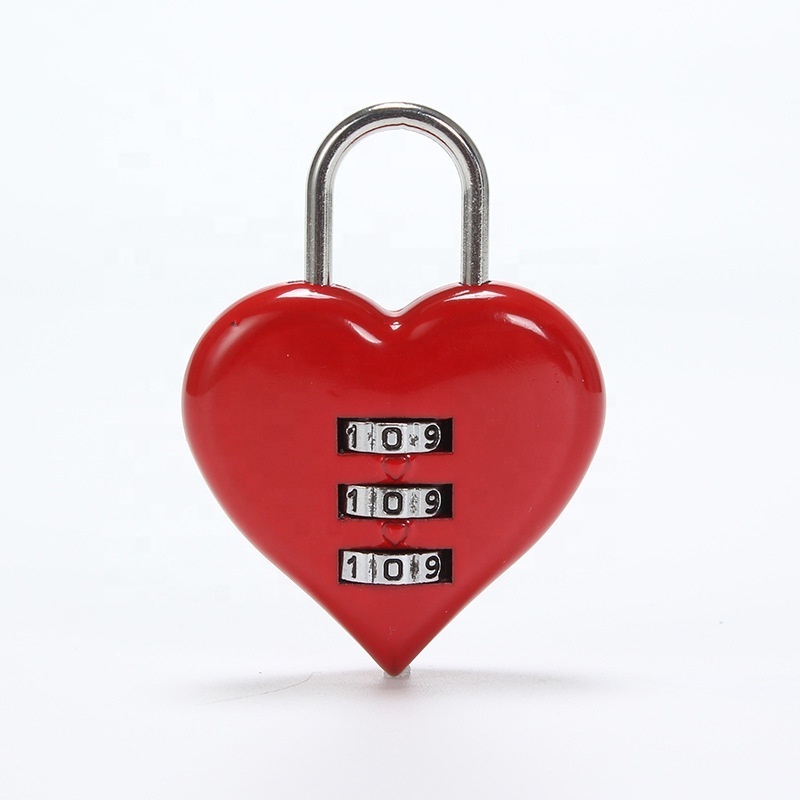 Zinc Alloy Small CH-R005 Sweet Love Heart Shaped Pad Lock Digital Combination Locks for Gift