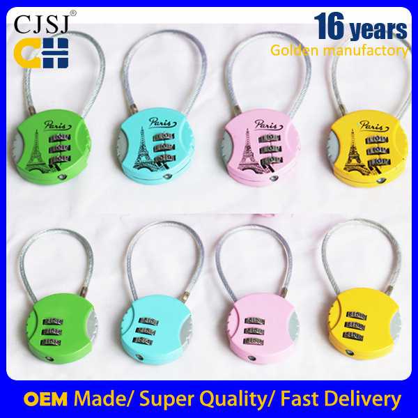 CH-21B hot selling 3 digits cable lock combination lock for handbag