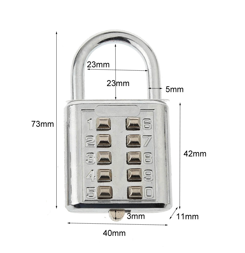 CH-602 lock 10 numbers push button padlock