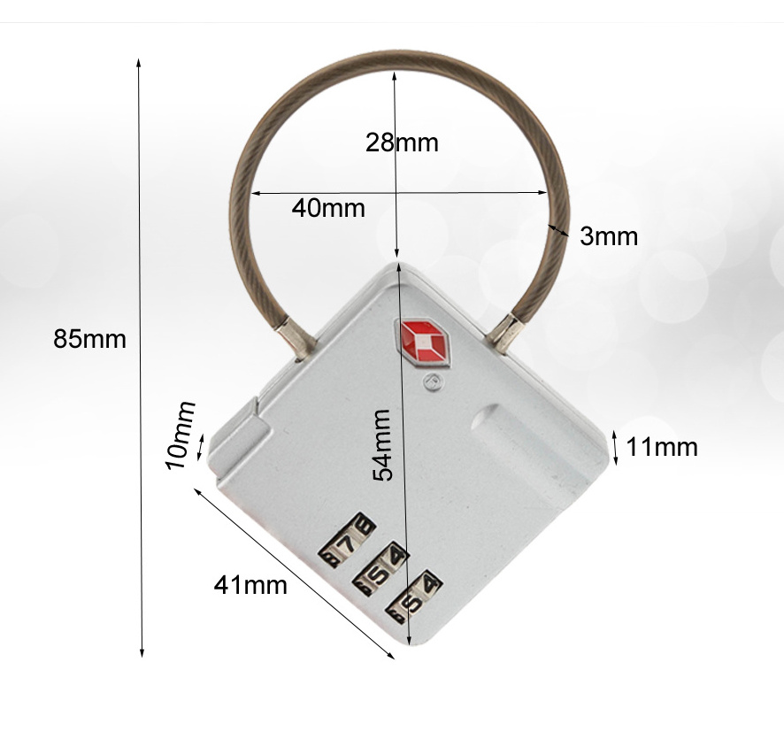 TSA-529 cjsj keyless code travel TSA lock luggage with cable