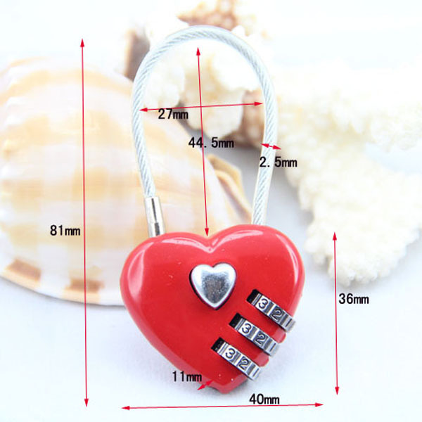 CH-28A wholesale love heart shape love padlock desk combination lock