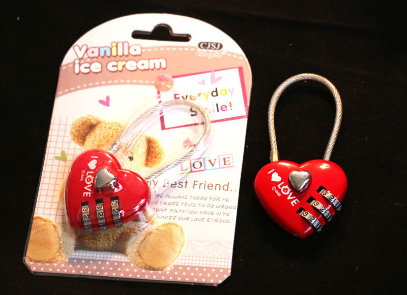 CH-28A wholesale love heart shape love padlock desk combination lock