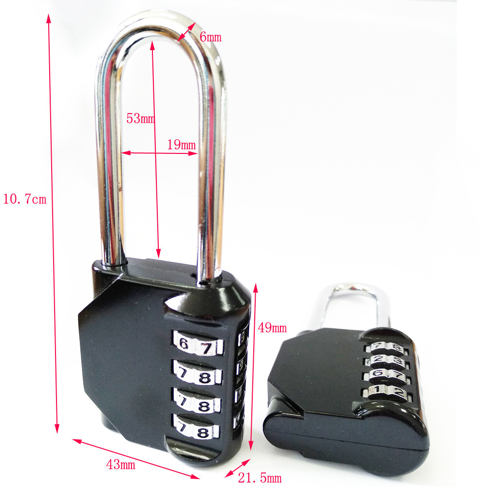 CH-604-L factory wholesale 4 digits combination long shackle big lock door lock