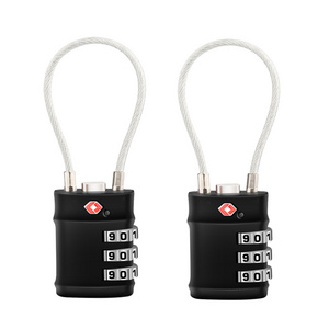 TSA-526 Lock manufacturer TSA approved 3 number zina alloy material TSA cable combination lock