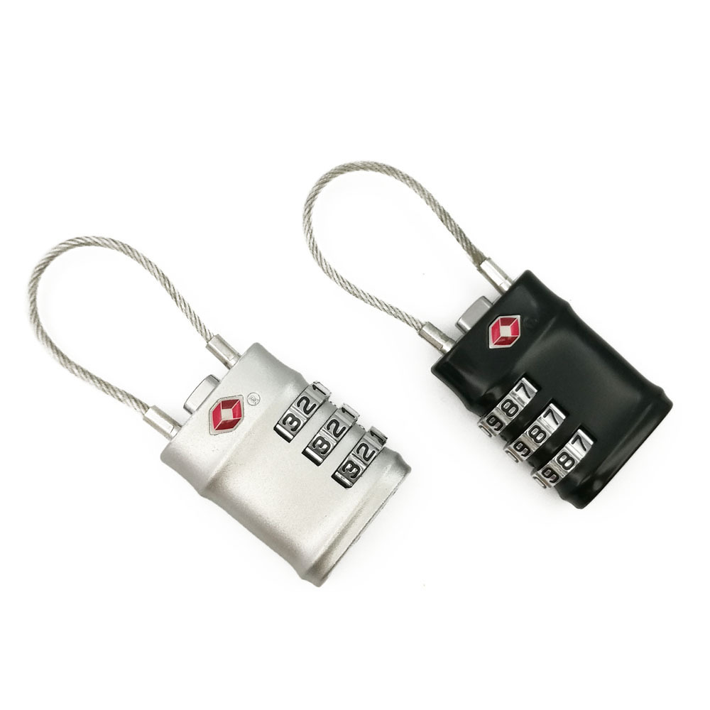 TSA-526 Lock manufacturer TSA approved 3 number zina alloy material TSA cable combination lock