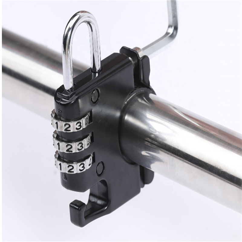 Bicycle Motorcycle CH-HL01 Helmet Handle Black Silver Anti-theft Code Lock Safety Head Lock