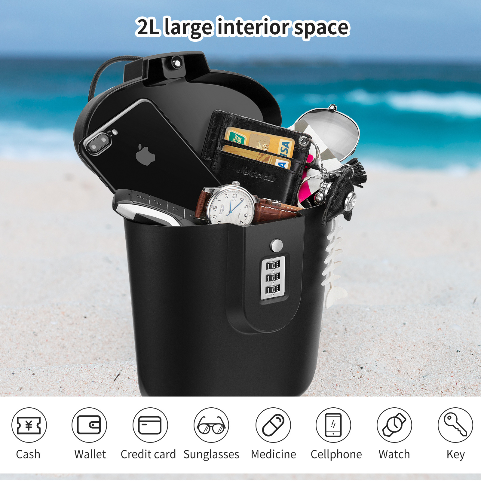 CH-818 Anti-Theft Portable Indoor/Outdoor keep phone safe Travel Beach Lock Box Safe