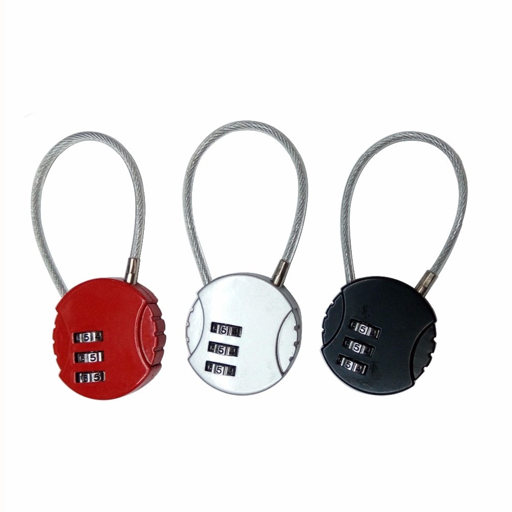 CH-21B hot selling 3 digits cable lock combination lock for handbag