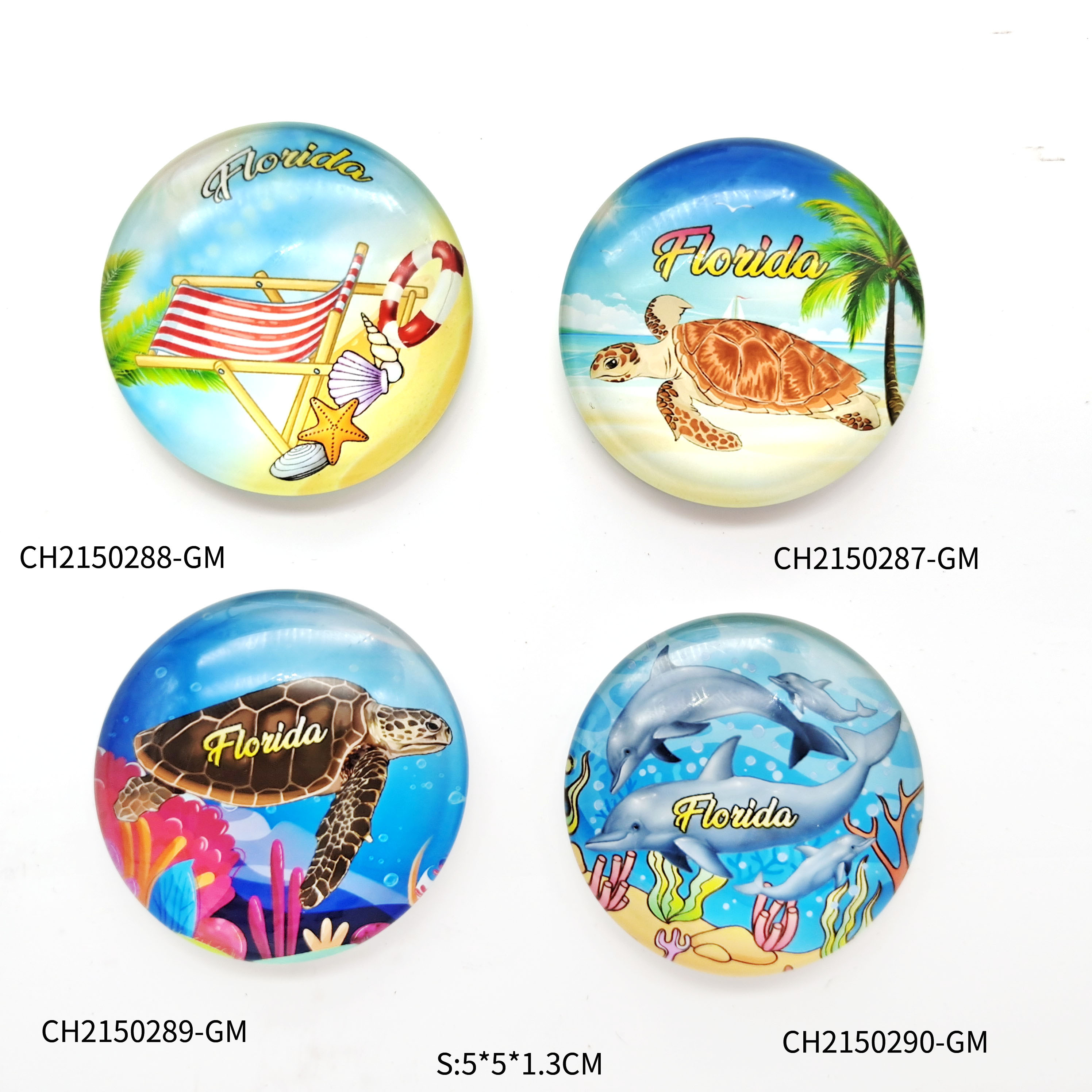 Tourist souvenirs U.S.A. Florida Miami Destin magnet glass fridge magnet customized dome fridge magnet