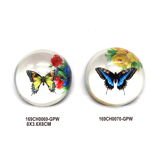 Round butterfly glass paperweights manufacturers   glass dome paperweight