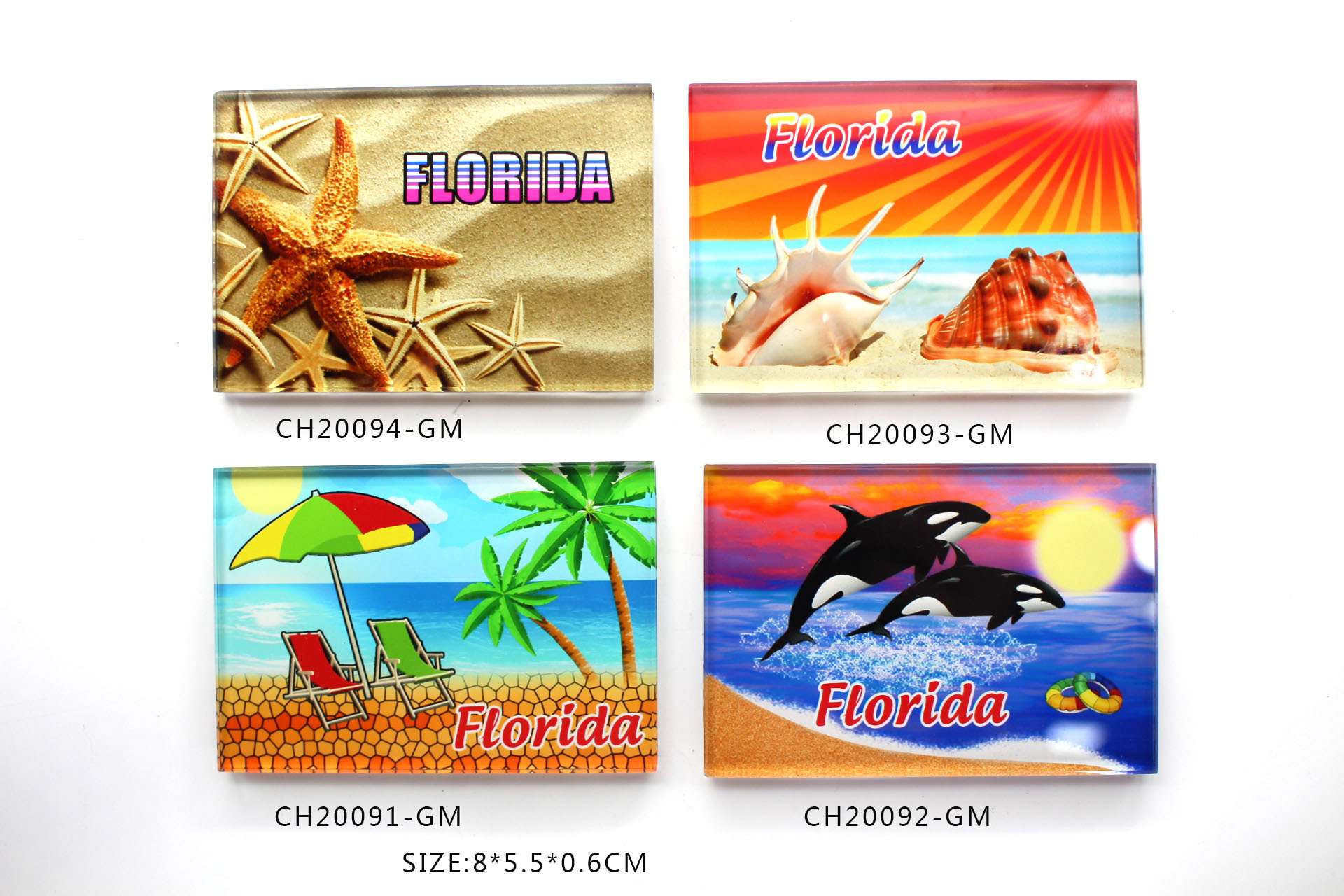 Glass miami souvenir fridge magnet