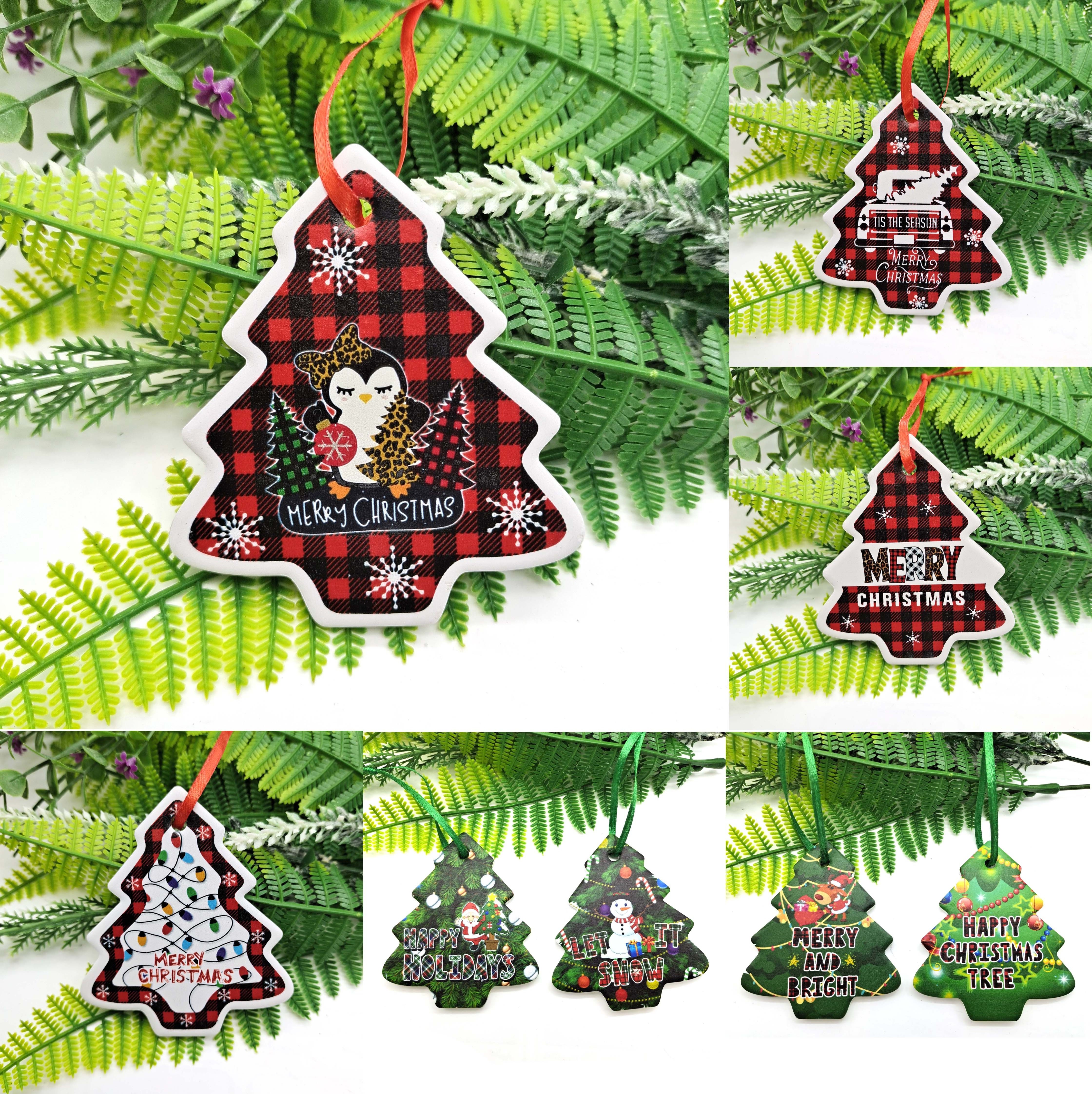 Ceramic Christmas pendant  Xmas Tree  Hanging Ornaments Christmas Santa Snowman  For Christmas Home Decoration