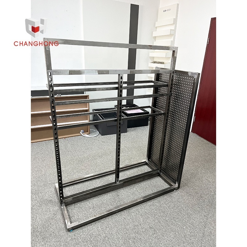 Double-sided garment sports clothing shop rail rack display fittings luxury counter clothes display racks