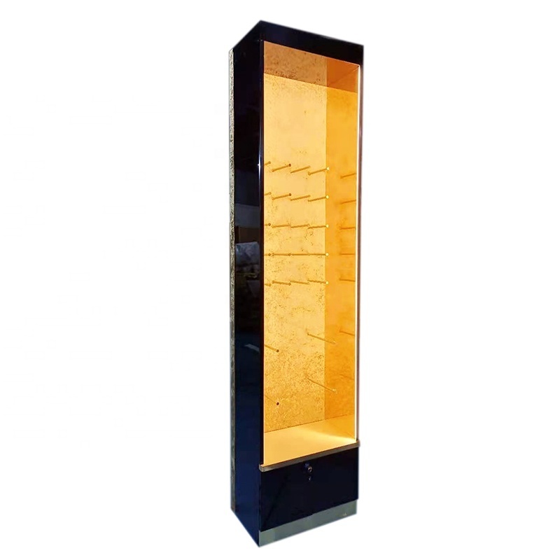 boutique gold and black clothing racks display garment racks with led light for women clothes display case