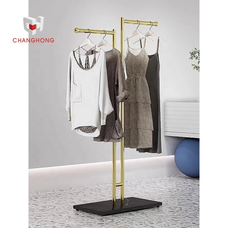 2-way t shirt sports shop fittings garment showroom clothes adjustable display rack for kiosk