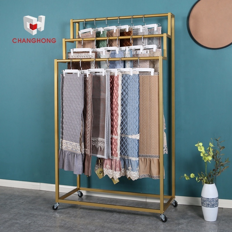 Multi-Functional 2022 New Premium Exhibition Black Steel Rack For Scarf Curtain Carpet Display Spiral Clothes Display Rack