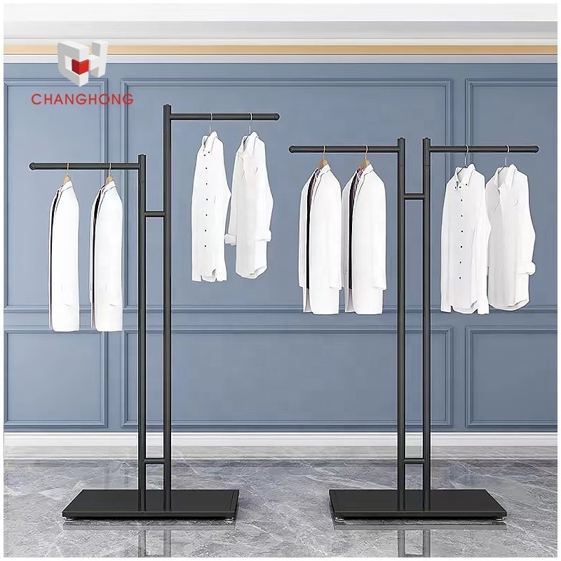 2-way t shirt sports shop fittings garment showroom clothes adjustable display rack for kiosk