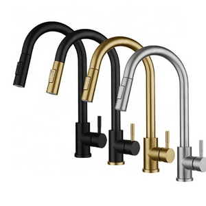 Kitchen Accessories brass kitchen faucet 5 colors pull down automatic sensor kitchen taps Luxury Brushed Bronze