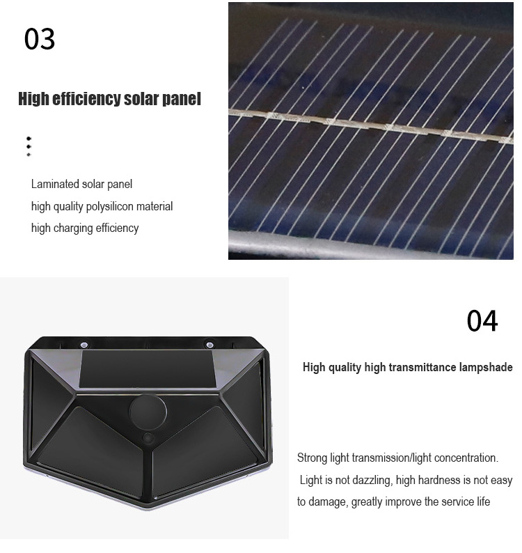 3 Modes Motion Sensor Solar Outside Light Outdoor Interaction Wall Lamp 100 LED for Backyard Garden Fence Patio Front Door