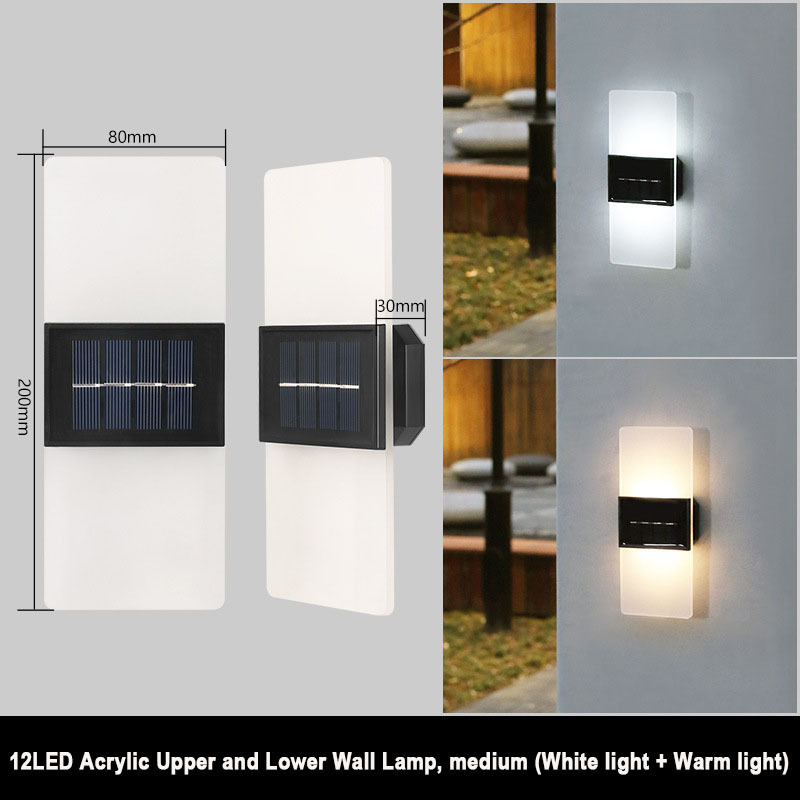 Warm white outdoor Lighting for Yard Terrace IP65 solar led wall light solar garden light